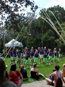 Jackie's Fundanzers performing the Silver Thread at the 12th Annual Texas Bamboo Festival, August 2004.  Austin, Texas.